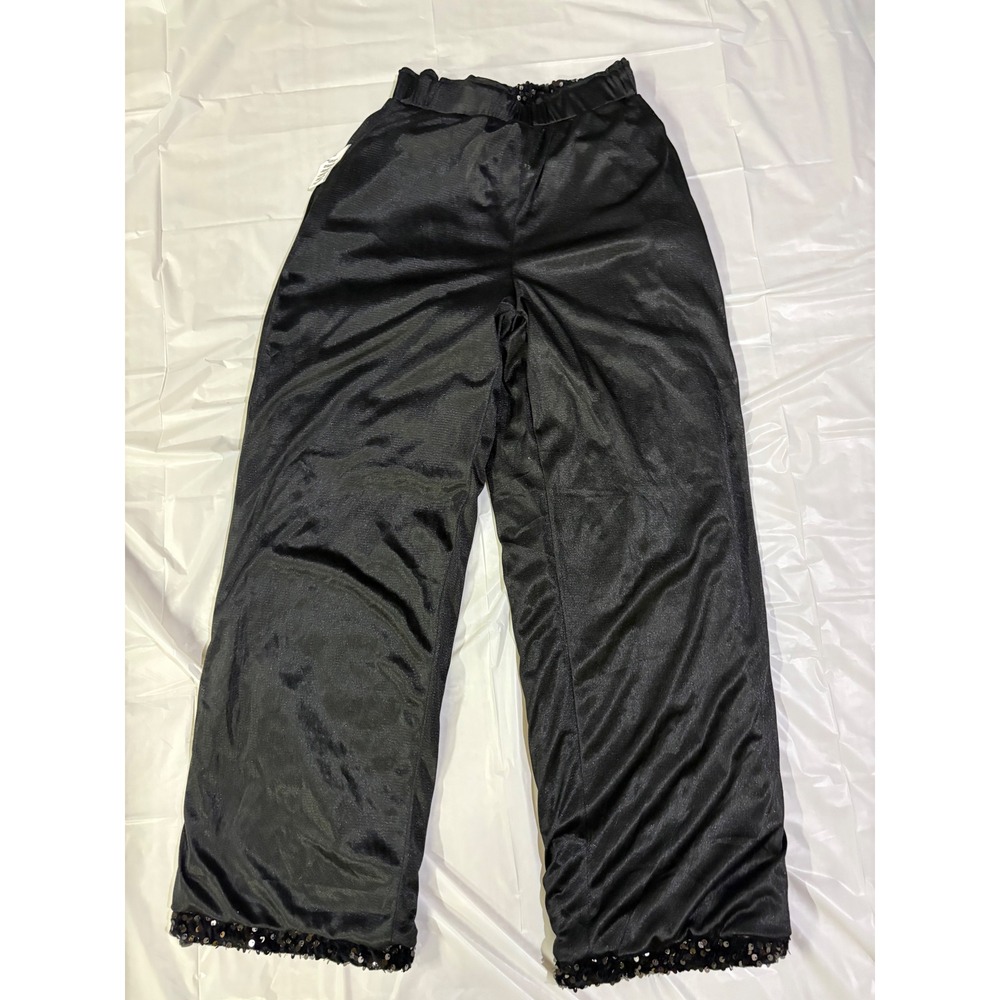 NWT Avec Les Filles Black Sequin Wide Leg Pants Women's Size XS Party Disco - Picture 6 of 10